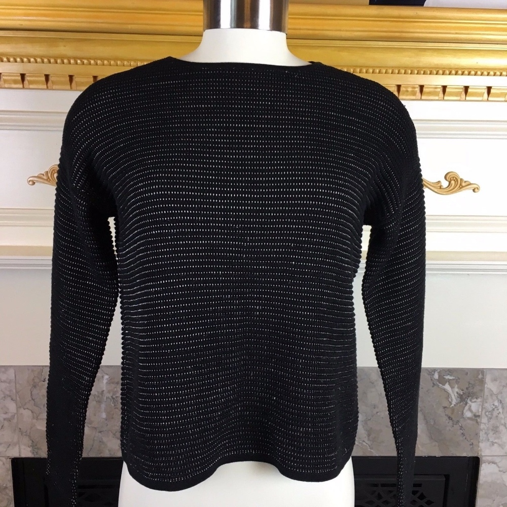 EILEEN FISHER Petite Organic Black Ottoman Sweater